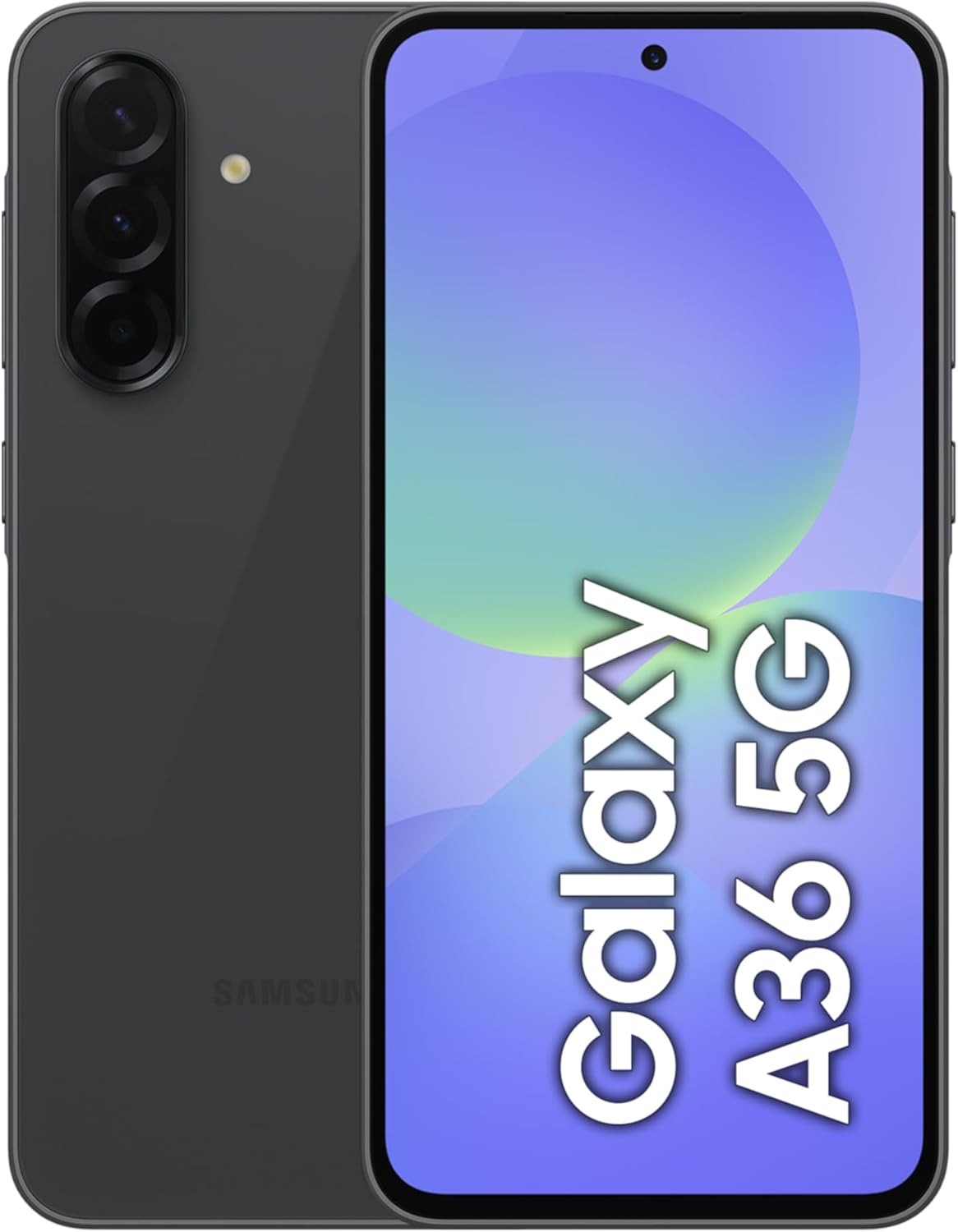 Samsung Galaxy A36 5G smartphone, 256GB storage, 8GB RAM, black, 6 operating system updates, large screen, octa-core processor, 1-year warranty