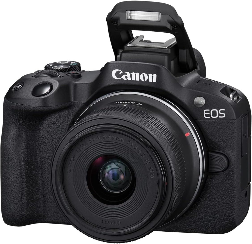 Canon EOS R50 Mirrorless Vlogging Camera (Black) w/RF-S18-45mm F4.5-6.3 is STM Lens, 24.2 MP, 4K Video, Subject Detection & Tracking, Compact, Smartphone Connection, Content Creator