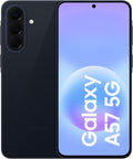 Samsung Galaxy A57 5G Android mobile phone with 256GB storage, 8GB RAM, 6 OS upgrades, large screen, 50MP camera, and long battery life, navy blue.